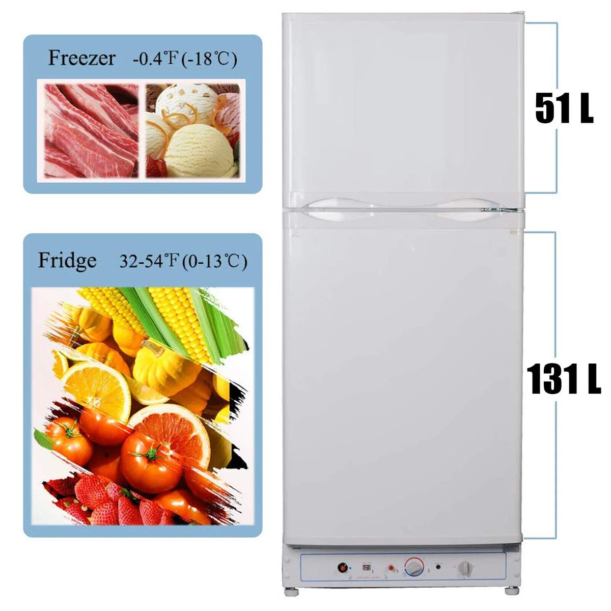 2026 Smad Propane Gas Refrigerator with Freezer 6.5 Cu ft LPG Fridge for Cabin Camper RV Home 2 Way LPG/220V Refrigerator Gas Fridge Freezer Caravan Campervan Off Grid
