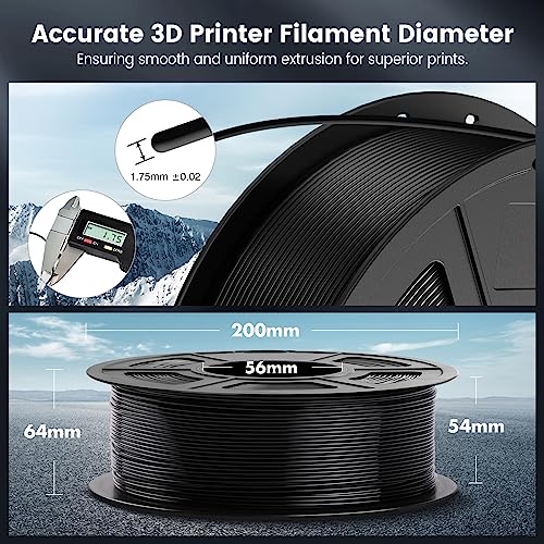 2026 SUNLU 4kg PLA 3D Printer Filament Bundle, Neatly Wound PLA Filament 1.75mm ±0.02mm, Individually Vacuum Packed, 4kg in Total, 1kg per Spool, 4 Pack, 4000g, 4Black