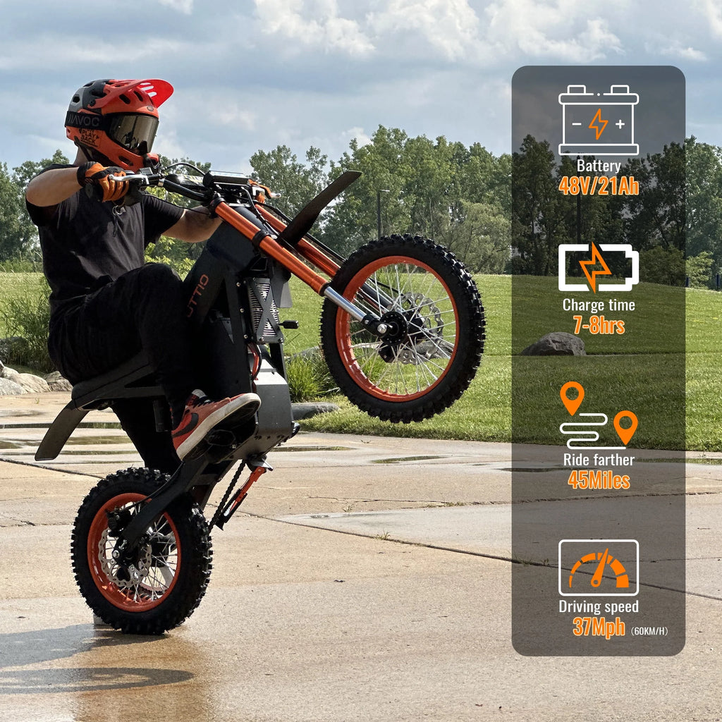 2026 NewTUTTIO Soleil01 Adult Electric Dirt Bike (with Branded Helmet), 2000W, 48V 21Ah Battery, 37Mph Full Suspension Mountain E-Bike, 200Nm Torque All-Terrain Electric Motorcycle
