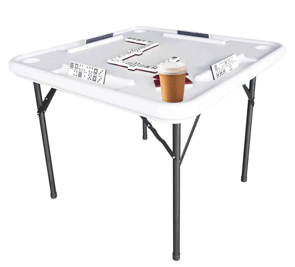 2026 NewBene Casa Foldable Domino Table with Built-In Drink Holders, 38?? x 38??, White