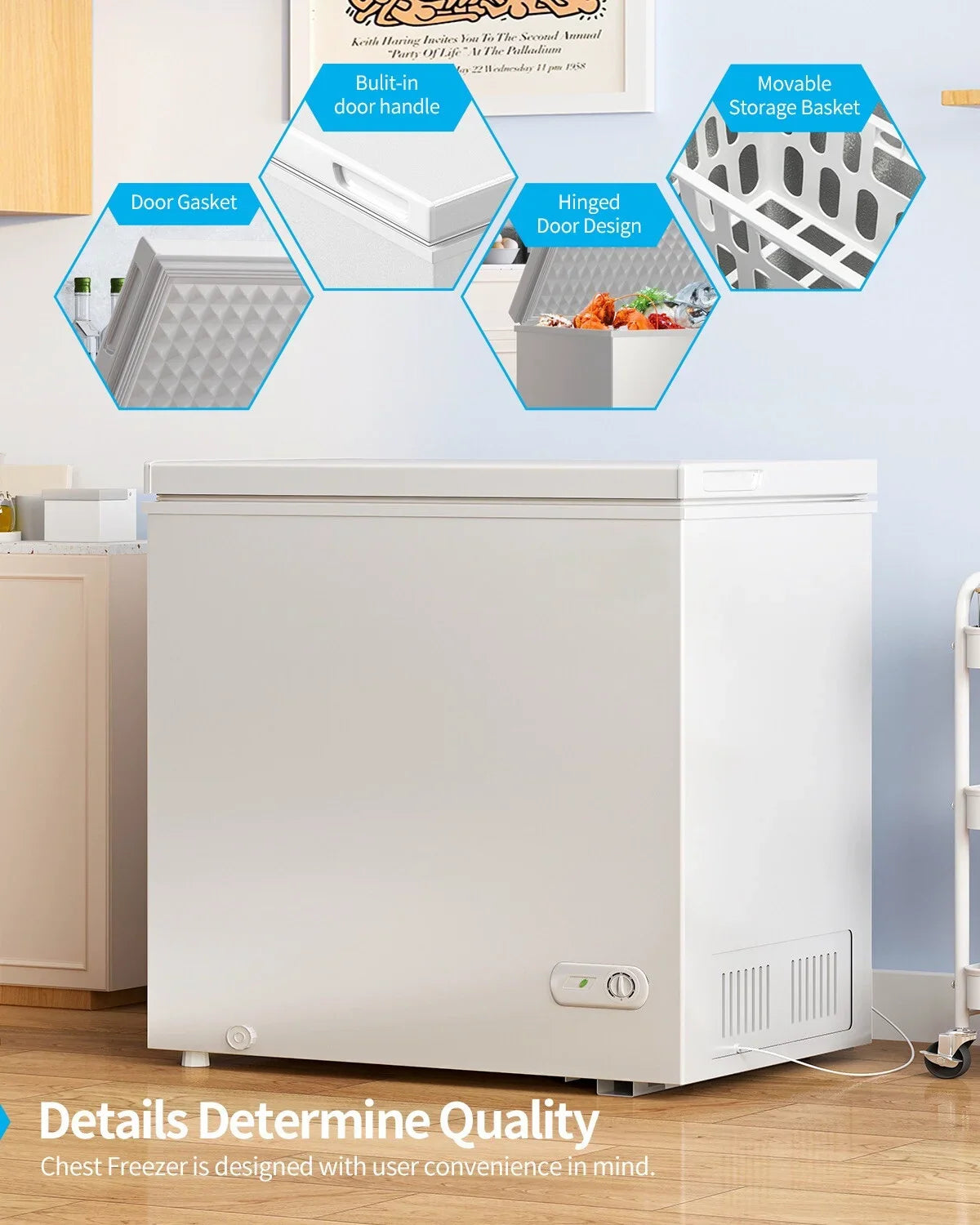 2026 NewDISHUP 10.0 Cu.Ft Chest Freezer, Deep Freezer with Removable Basket, Adjustable Temperature, for Home/Office/Garage/Bar