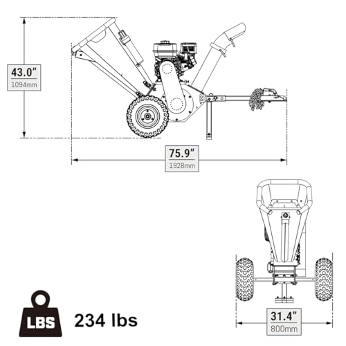 2026 4'' Inch 212CC 7HP Gas Powered Wood Chipper Leaf Branch Shredder Mulcher with Towbar, Emergency Stop Button, Model GS650