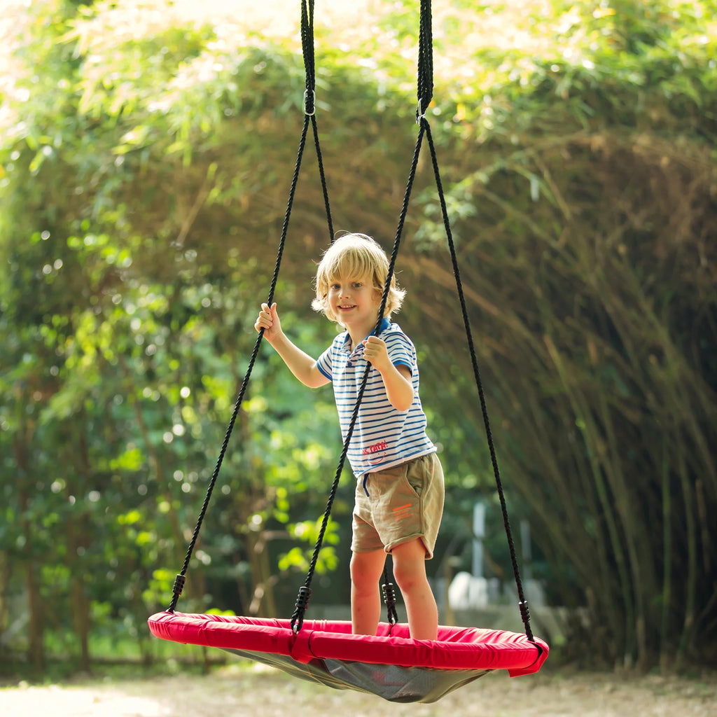 2026 WonkaWoo Little Flyers Platform Tree Swing, 40" Saucer Platform with Adjustable Height, Red