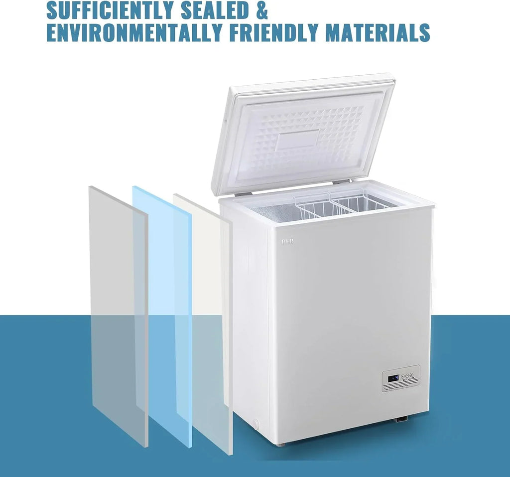 2026 5.0 Cu. Ft. Chest Freezer with 2 Removable Stainless Steel Baskets, Electronic Control, 41 deg F to -15 deg F, Black