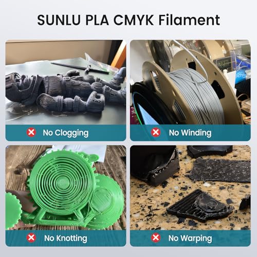 2026 SUNLU 4kg PLA 3D Printer Filament Bundle, Neatly Wound PLA Filament 1.75mm ±0.02mm, Individually Vacuum Packed, 4kg in Total, 1kg per Spool, 4 Pack, 4000g, 4Black