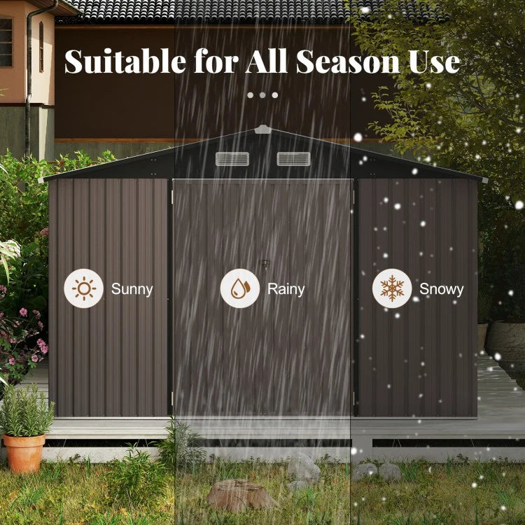 2026 10 x 14 FT Outdoor Storage Shed with Improved Windproof Metal Structure