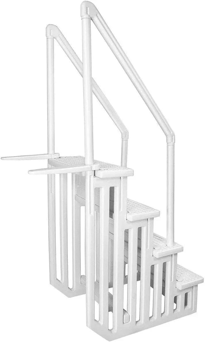 2026 NewNon-slip pool entrance steps | Gray | Suitable for above-ground pools | Can be installed on patios with a height of 122 to 137 cm | Maximum load capacity 136 kg