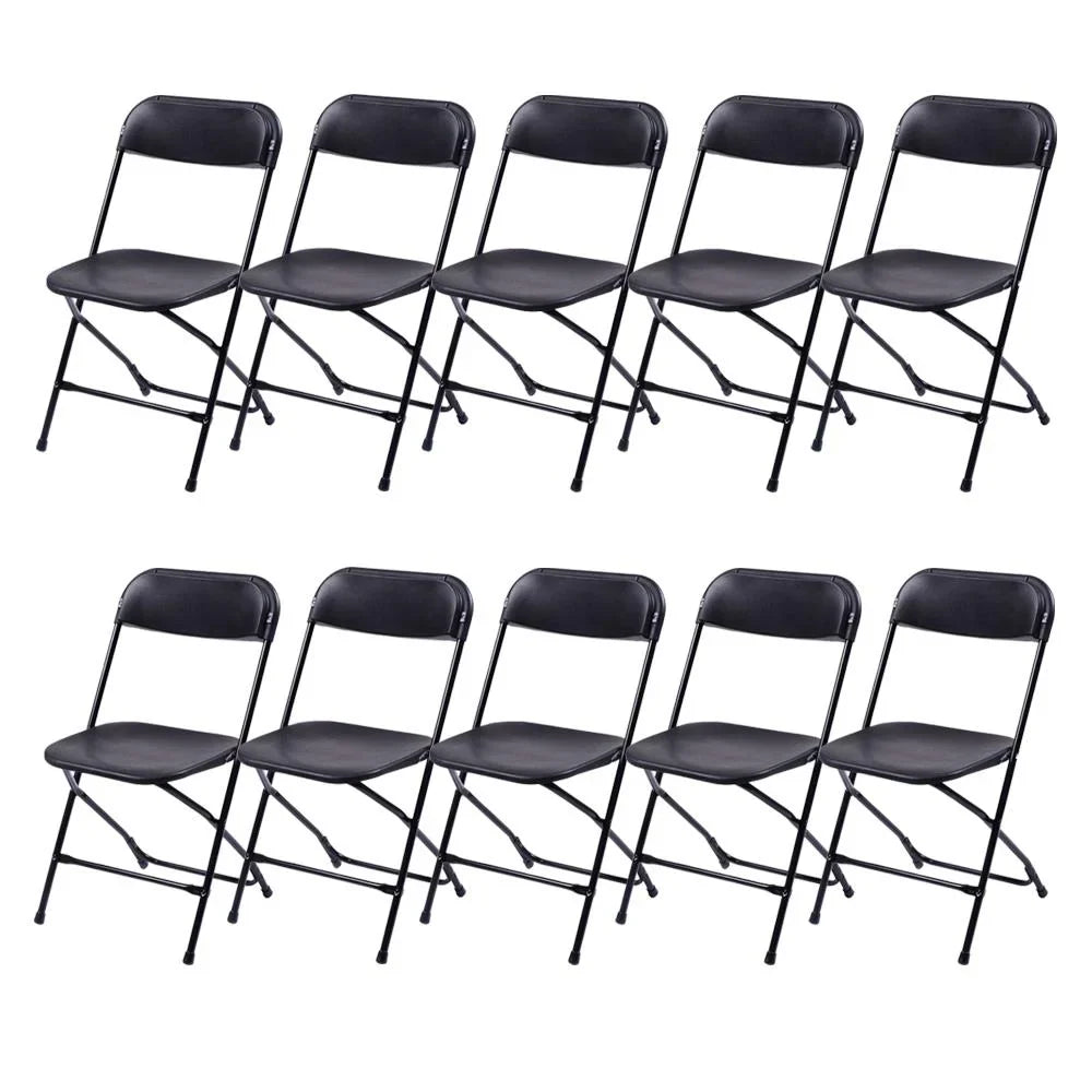 2026 NewKtaxon 6ft White Folding Table and 10 Pack Folding Chairs Black, Plastic Table and Chair Set