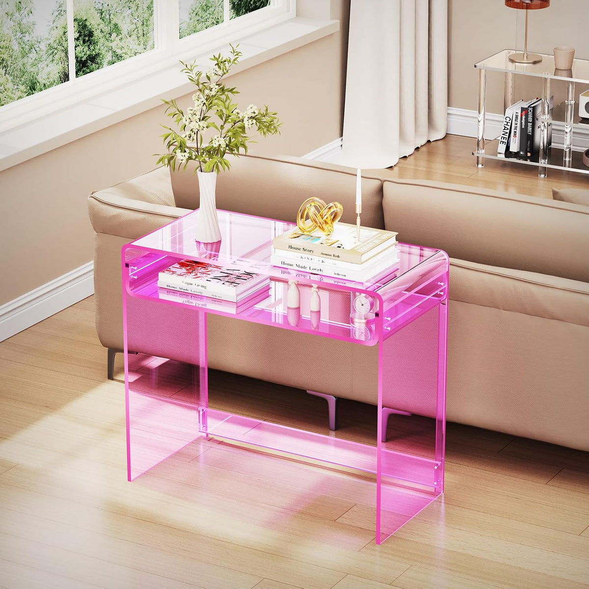 2026 Acrylic Desk Laptop Workstation Study Table Home Office Console Table Entrance Tables Decor (Green)
