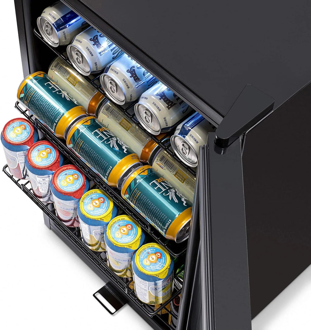 2026 Beverage Refrigerator Cooler | 126 Cans Free Standing with Right Hinge Glass Door | Mini Fridge Beverage Organizer Perfect For Beer, Wine, Soda, And Cooler Drinks