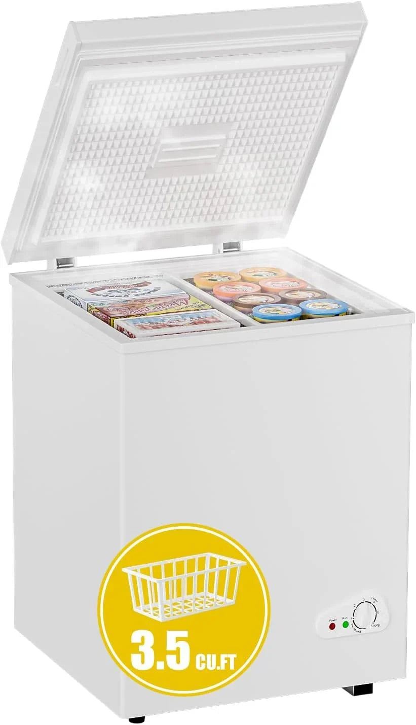 2026 7.0 Cu Ft Chest Freezer - Energy Efficient & Quiet Mini Freezer with Adjustable Thermostat - Compact Deep Freezer for Home, Apartment, and Garage - Removable Basket & Defrost Drain