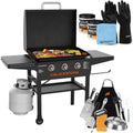 2026 28 Inch Griddle 2026 with Hood XL Griddle Original 3-Burner Outdoor Flat Top Grill, with Griddle Accessories, Seasoning, and Gloves and Cloth