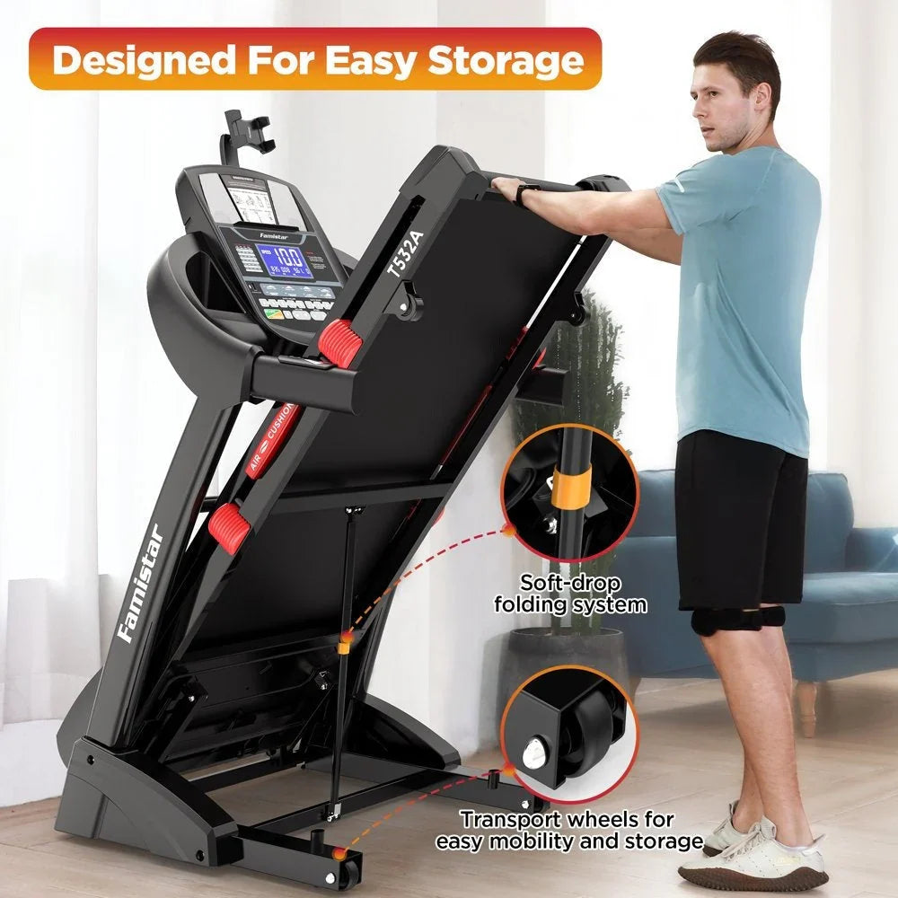 2026 NewFamistar Folding Treadmill for Home with 15 Levels Auto Incline, 300LB Capcity, 10MPH Fast Speed Controls
