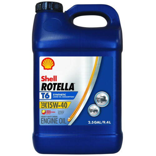 2026 Shell Rotella T6 Full Synthetic 15W-40 Diesel Engine Motor Oil, 2.5 Gallon