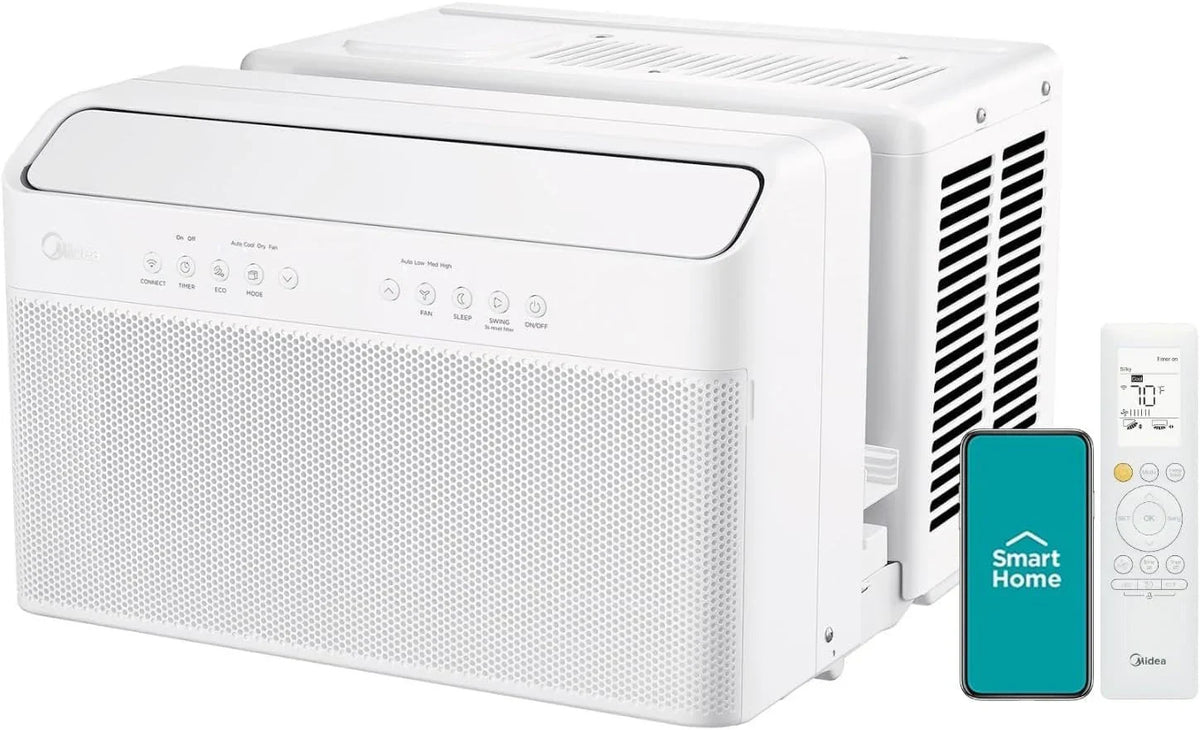 2026 NewMidea 12,000 BTU U-shaped smart inverter window air conditioner cools rooms up to 550 square feet