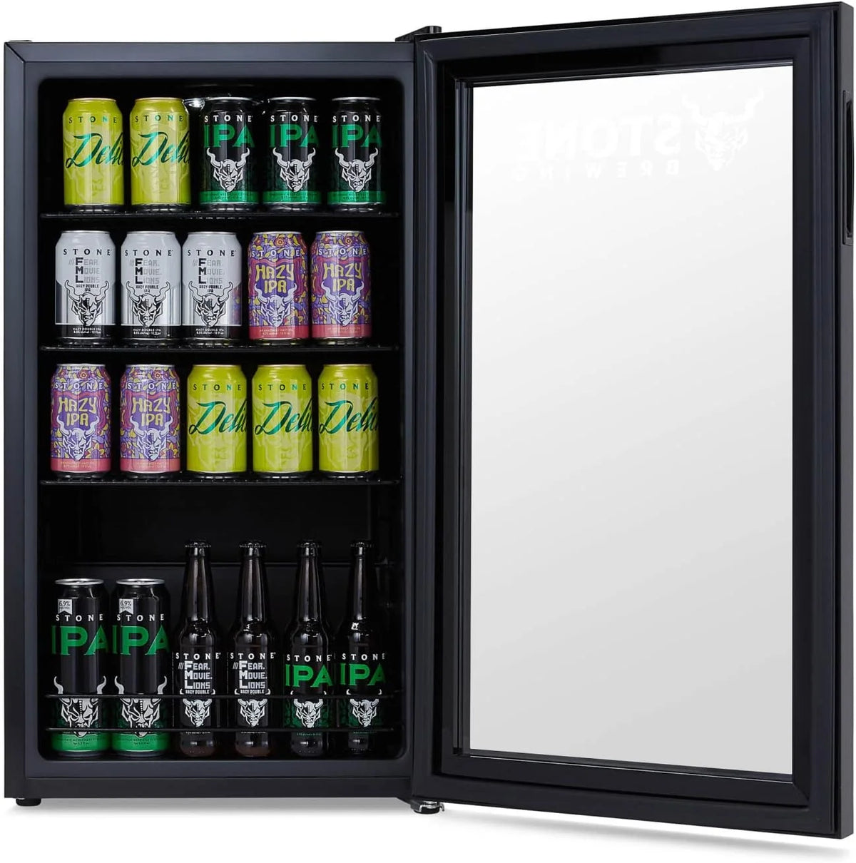 2026 Beverage Refrigerator Cooler | 126 Cans Free Standing with Right Hinge Glass Door | Mini Fridge Beverage Organizer Perfect For Beer, Wine, Soda, And Cooler Drinks