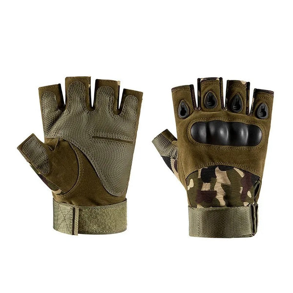 Tactical Half-Finger Gloves, Outdoor & Fitness, Green Camouflage