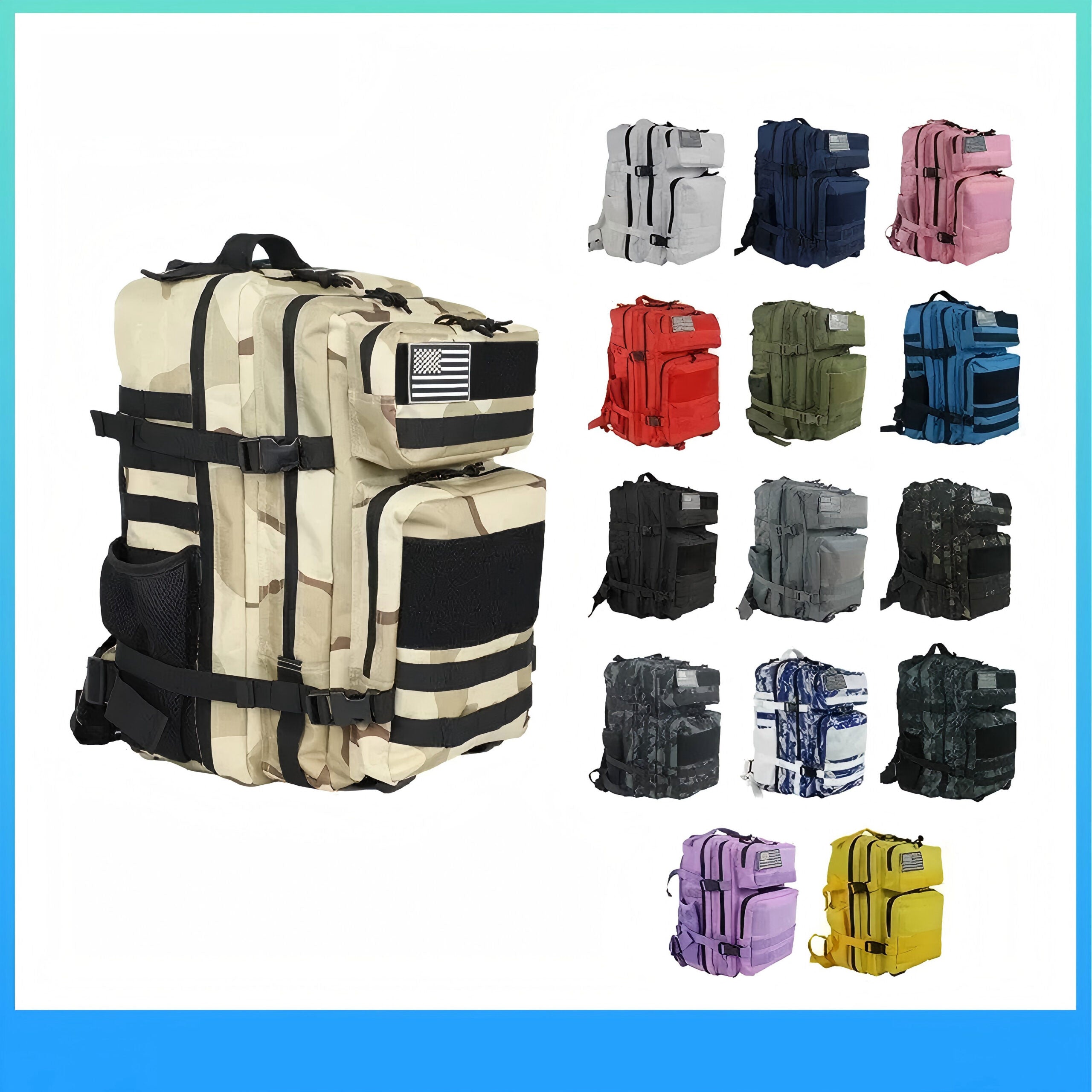 Tactical Backpack, Large Capacity, Outdoor & Hiking, Purple