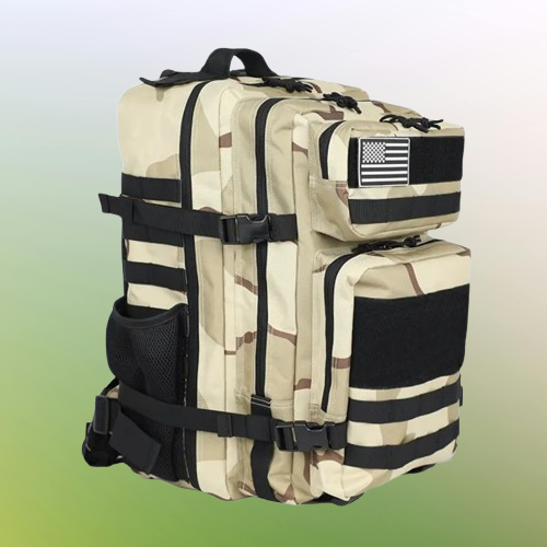 Tactical Backpack, Large Capacity, Outdoor & Hiking, Khaki Camouflage