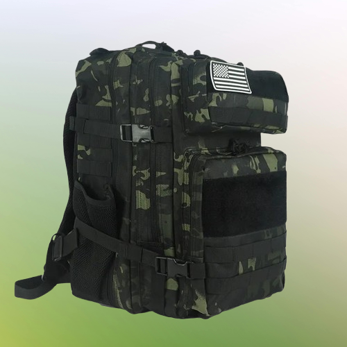 Tactical Backpack, Large Capacity, Outdoor & Hiking, Green Camouflage